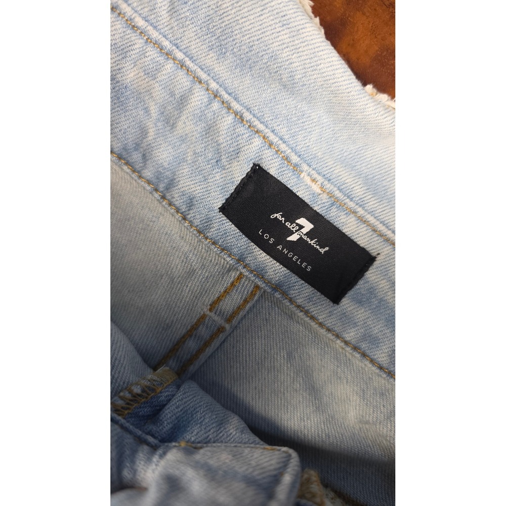 7 For All Mankind High Waist Raw Hem fray boho premium Light Wash Blue Womens24 - Picture 3 of 9